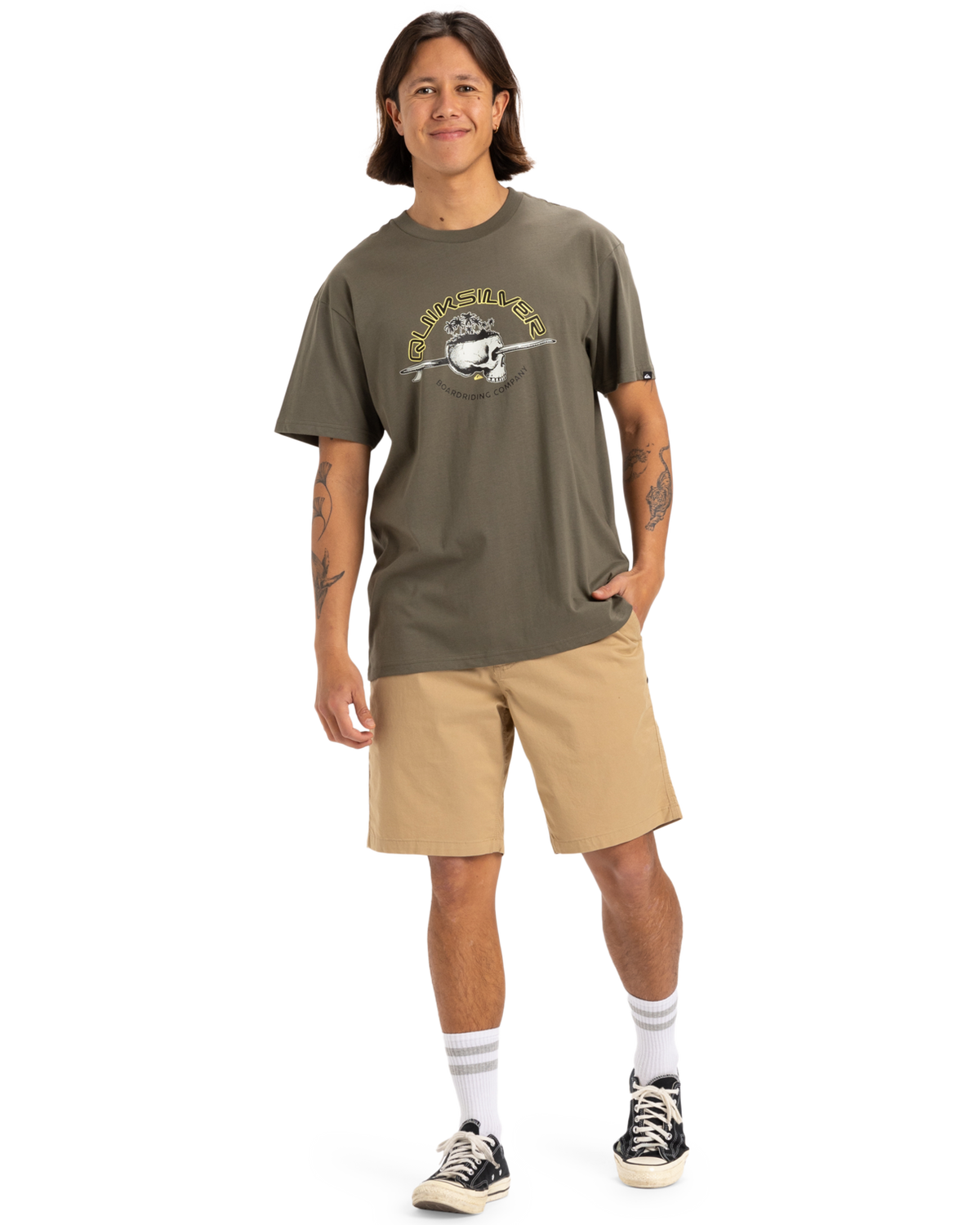 The Quiksilver Mens Skull Lines T-Shirt in Grape Leaf