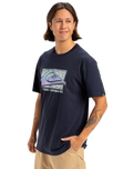 The Quiksilver Mens Retro Fade T-Shirt in Dark Navy