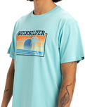 The Quiksilver Mens Sun Faded T-Shirt in Aqua Sky