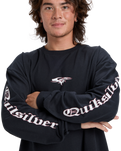 The Quiksilver Mens Mercury Old English Long Sleeve T-Shirt in Black