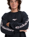 The Quiksilver Mens Mercury Old English Long Sleeve T-Shirt in Black