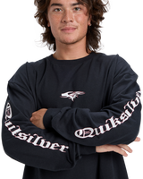 The Quiksilver Mens Mercury Old English Long Sleeve T-Shirt in Black