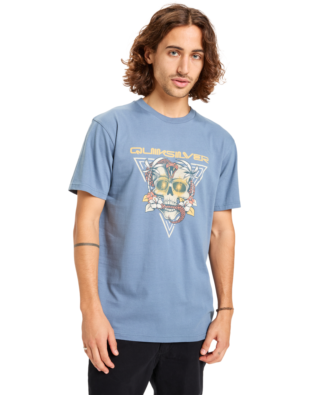 The Quiksilver Mens Core Skull T-Shirt in China Blue