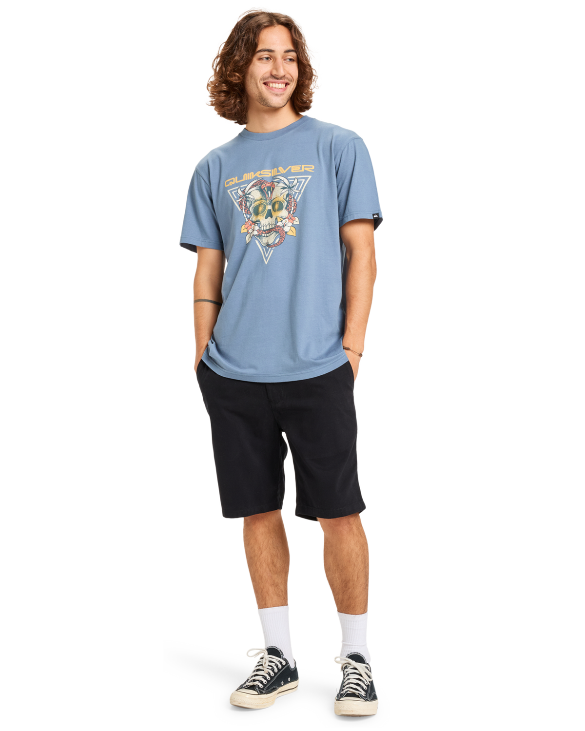 The Quiksilver Mens Core Skull T-Shirt in China Blue