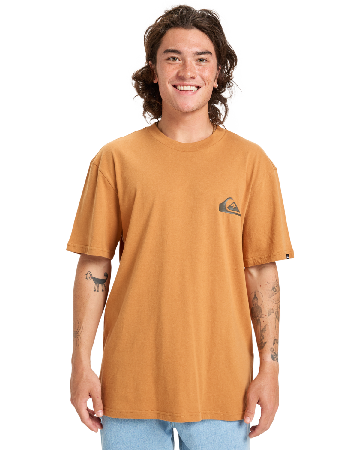 The Quiksilver Mens EV Mini Logo T-Shirt in Almond