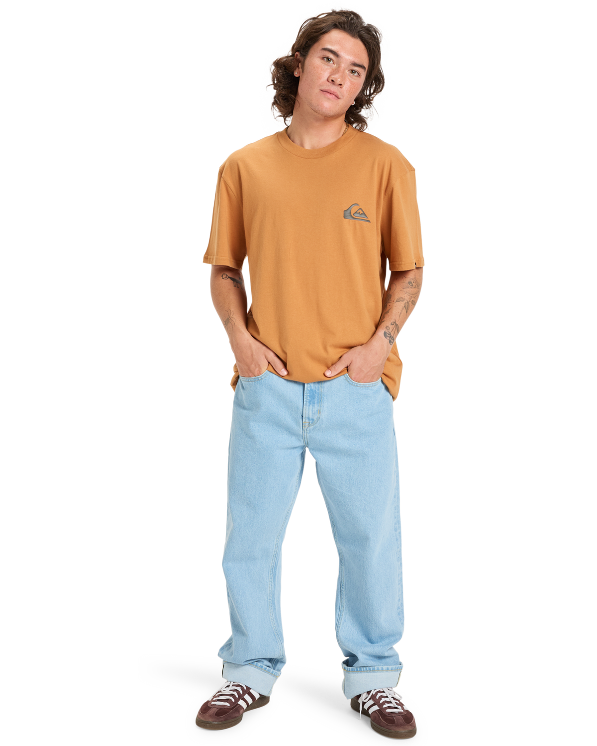 The Quiksilver Mens EV Mini Logo T-Shirt in Almond