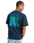 The Quiksilver Mens Flowers Surfing T-Shirt in Dark Navy