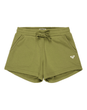 Girls Surf Feeling Terry Jogger Shorts in Oil Green