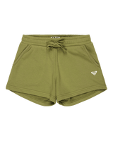 Girls Surf Feeling Terry Jogger Shorts in Oil Green