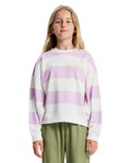 The Roxy Girls Girls Little Things Sweatshirt in Crocus Petal Strictly Stripe