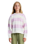 The Roxy Girls Girls Little Things Sweatshirt in Crocus Petal Strictly Stripe