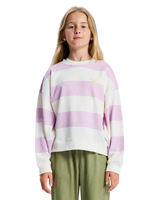 The Roxy Girls Girls Little Things Sweatshirt in Crocus Petal Strictly Stripe