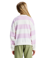 The Roxy Girls Girls Little Things Sweatshirt in Crocus Petal Strictly Stripe