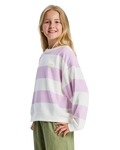 The Roxy Girls Girls Little Things Sweatshirt in Crocus Petal Strictly Stripe