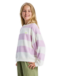 The Roxy Girls Girls Little Things Sweatshirt in Crocus Petal Strictly Stripe