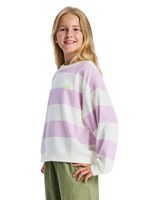 The Roxy Girls Girls Little Things Sweatshirt in Crocus Petal Strictly Stripe
