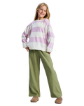 The Roxy Girls Girls Little Things Sweatshirt in Crocus Petal Strictly Stripe