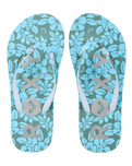 Girls Pebbles VII Flip Flops in Gold & Turquoise
