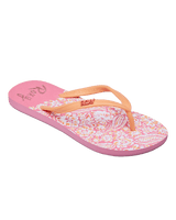 Girls Viva Stamp Flip Flops in Oak & Gold