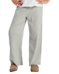 The Roxy Girls Girls You Found Me Trousers in Oil Green Vert Moda Stripe