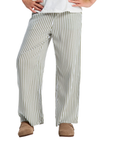 The Roxy Girls Girls You Found Me Trousers in Oil Green Vert Moda Stripe