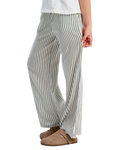 The Roxy Girls Girls You Found Me Trousers in Oil Green Vert Moda Stripe