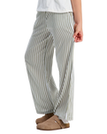 The Roxy Girls Girls You Found Me Trousers in Oil Green Vert Moda Stripe