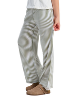The Roxy Girls Girls You Found Me Trousers in Oil Green Vert Moda Stripe