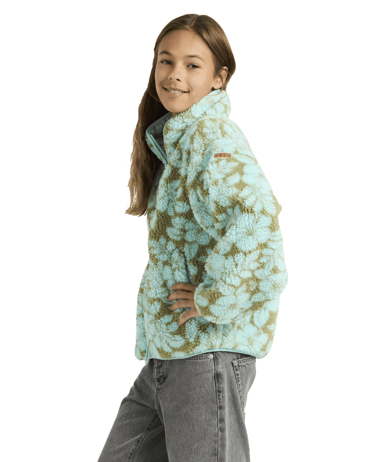 Girls Like Electricity Fleece Jacket in Oil Green
