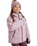 The Roxy Girls Girls Snowyhill Technical Puffer Jacket in Discreet Mauve