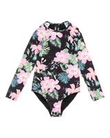 The Roxy Girls Girls Shadow Floral Onesie Swimsuit in Anthracite Shadow Floral