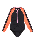 The Roxy Girls Girls Colourblock Onesie Swimsuit in Anthracite