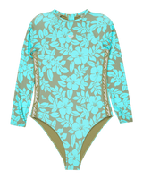 Girls Spirit Onesie Swimsuit in Oil Green