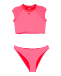 Girls Aruba Crop Lycra Bikini Set in Sangria Sunset