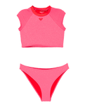 Girls Aruba Crop Lycra Bikini Set in Sangria Sunset