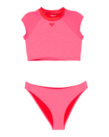 Girls Aruba Crop Lycra Bikini Set in Sangria Sunset