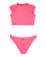 Girls Aruba Crop Lycra Bikini Set in Sangria Sunset