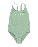 The Roxy Girls Girls Solid Active One Piece Swimsuit in Basil