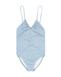 The Roxy Girls Girls Gingham One Piece Swimsuit in Egret Check Me Out Mini