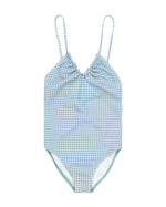 The Roxy Girls Girls Gingham One Piece Swimsuit in Egret Check Me Out Mini