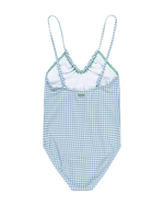 The Roxy Girls Girls Gingham One Piece Swimsuit in Egret Check Me Out Mini