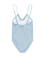 The Roxy Girls Girls Gingham One Piece Swimsuit in Egret Check Me Out Mini