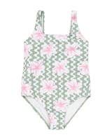 The Roxy Girls Girls Party Waves One Piece 2 Swimsuit in Basil Party Waves