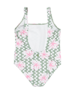 The Roxy Girls Girls Party Waves One Piece 2 Swimsuit in Basil Party Waves