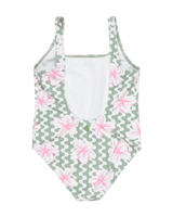 The Roxy Girls Girls Party Waves One Piece 2 Swimsuit in Basil Party Waves