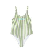 Girls Bico Active One Piece Swimsuit in Oil Green