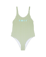 Girls Bico Active One Piece Swimsuit in Oil Green