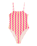 Girls Bold Wave One Piece Swimsuit in Papaya Bold Waves