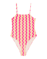 Girls Bold Wave One Piece Swimsuit in Papaya Bold Waves