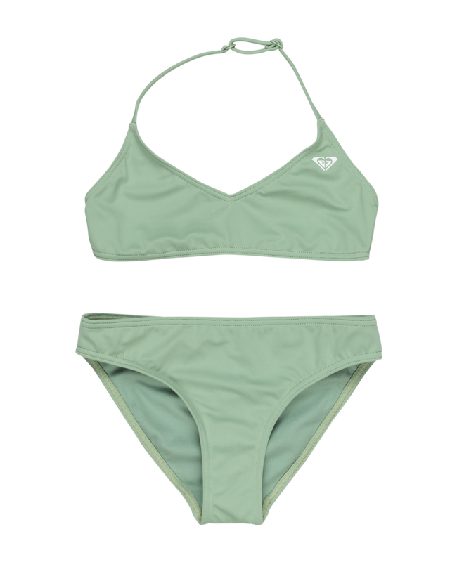The Roxy Girls Girls Solid Active Tri Bikini Set in Basil